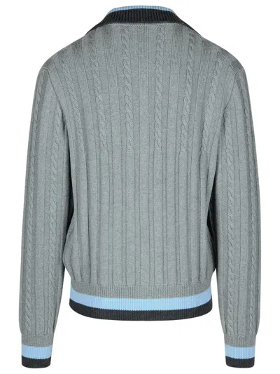 Versace Virgin Wool Cable Knit Cardigan With Zip Closure
