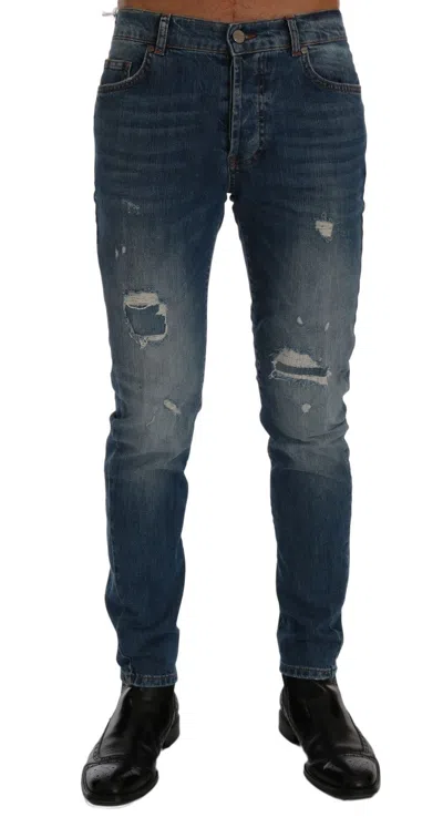 Frankie Morello Svelte Italian Denim - Slim Fit Blue Jeans In Blue