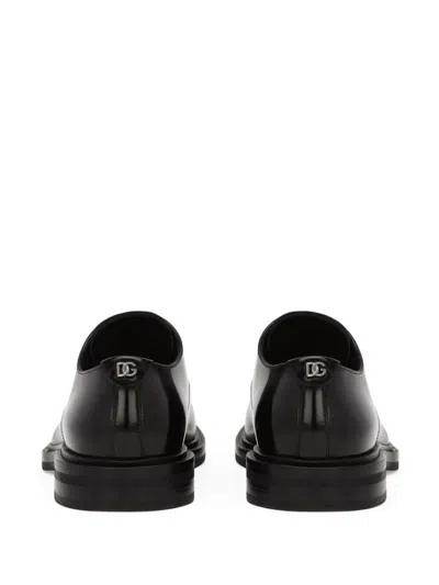 Dolce & Gabbana Black Leather Lace Up Shoes In Black