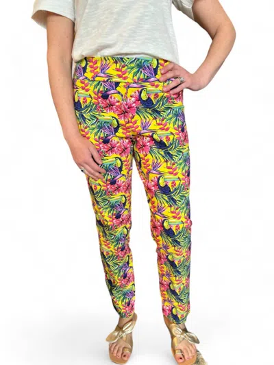 Krazy Larry Pull On 28" Ankle Pants In Tucan In Multi