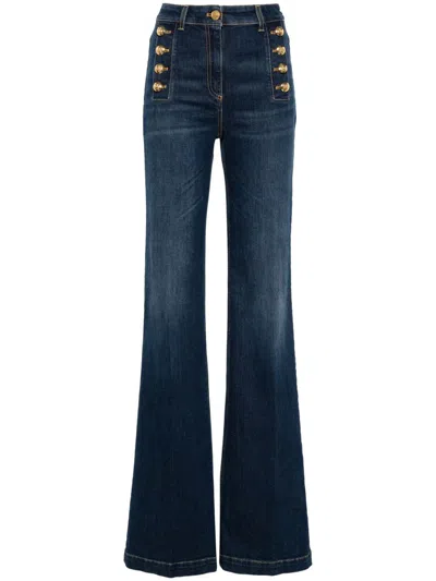 Shop Elisabetta Franchi Denim Pants Clothing In Blue