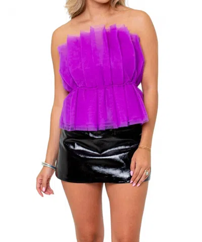 BUDDYLOVE GISELLE PLEATED STRAPLESS TOP IN IRIS 