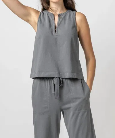 Lilla P Hook And Eye Top In Granite In Black