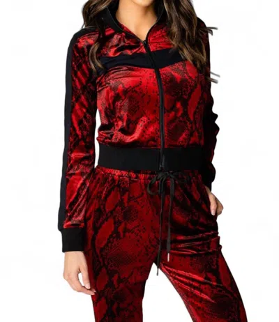 BUDDYLOVE CARMELA VELOUR TRACK JACKET IN LAVA ROCK 