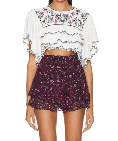 Isabel Marant Sana Cropped Tiered Embroidered Crepe De Chine Blouse In White