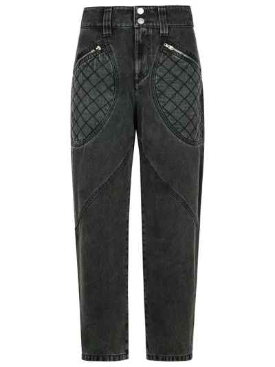 Isabel Marant Catarina Quilted High-rise Tapered Jeans In Gray
