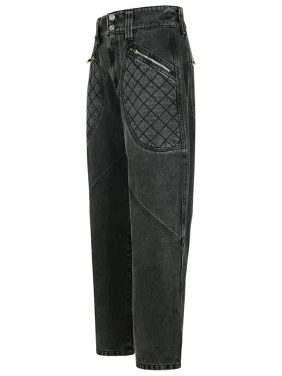 Isabel Marant Catarina Quilted High-rise Tapered Jeans In Gray