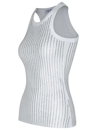 Attico Top With Crystals In White
