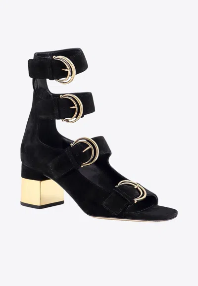 Shop Chloé Alizè 65 Suede Gladiator Sandals In Black