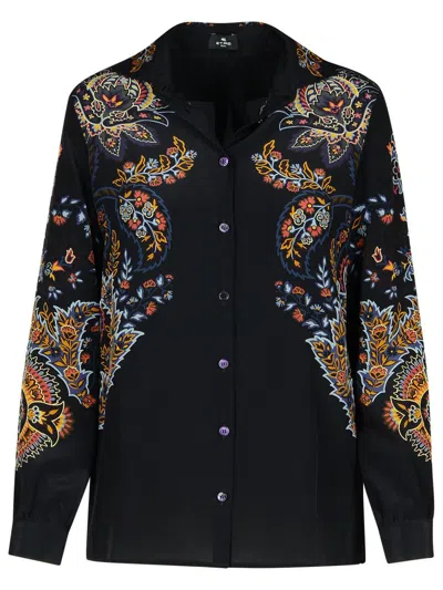 Shop Etro Black Silk Shirt