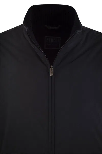 Fedeli Bomber Jacket In Technical Fabric In Night Blue