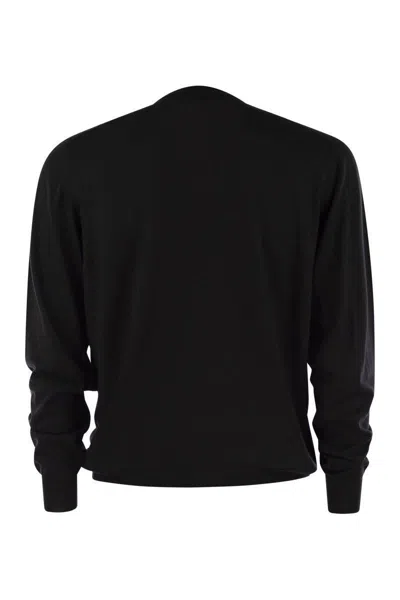 Fedeli Crew-neck Sweater In Virgin Wool In Black