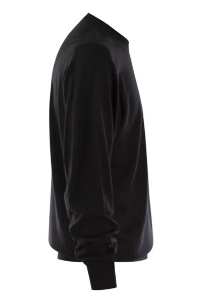 Fedeli Crew-neck Sweater In Virgin Wool In Black