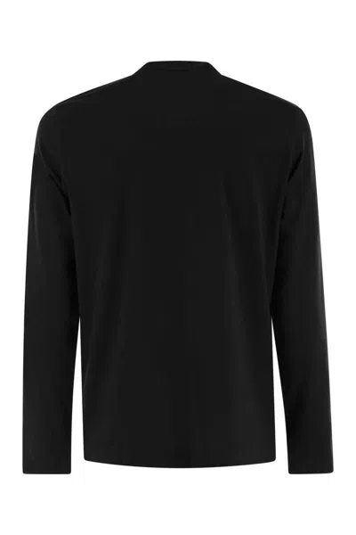 Fedeli Long-sleeved Crew-neck T-shirt In Black