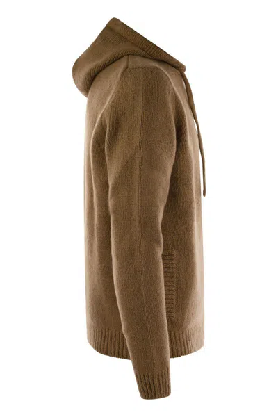 Shop Fedeli Pure Cashmere Hooded Cardigan In Brown