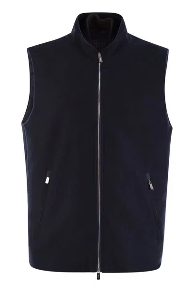 Fedeli Cashmere Lined Waistcoat In Night Blue