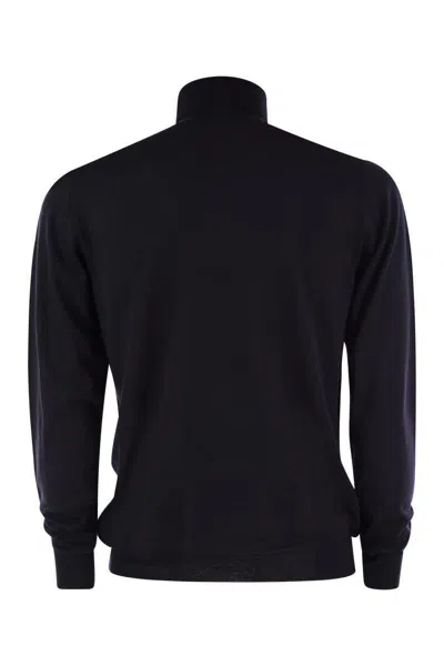 Fedeli Wool And Cashmere Turtleneck Jumper In Night Blue