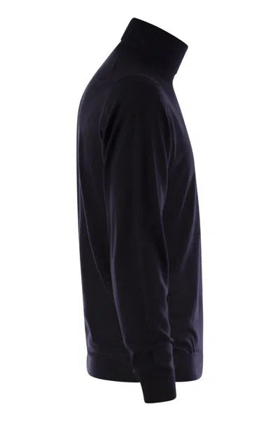 Fedeli Wool And Cashmere Turtleneck Jumper In Night Blue