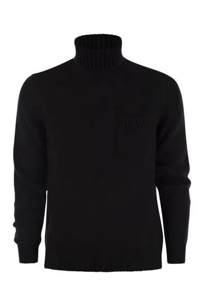 Fedeli Wool And Cashmere Turtleneck Jumper In Night Blue