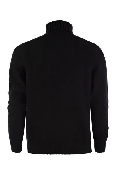 Fedeli Wool And Cashmere Turtleneck Jumper In Night Blue