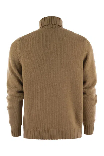 Fedeli Wool And Cashmere Turtleneck Jumper In Brown