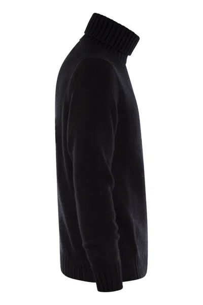 Fedeli Wool And Cashmere Turtleneck Jumper In Night Blue