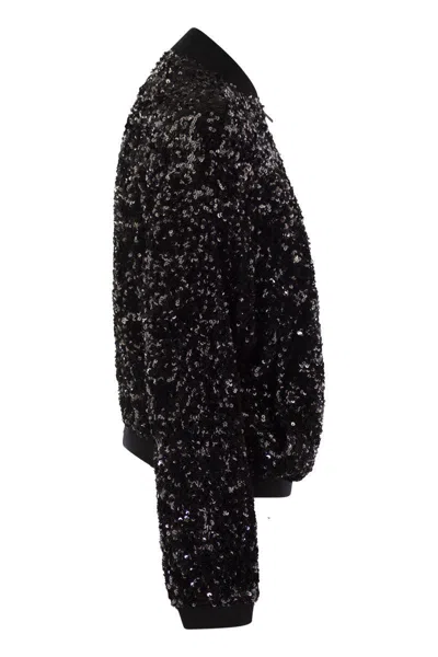 Herno Women's Bomber Jacket With Sequins In Bluette