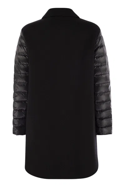 Herno Coat With Down Sleeves In Black