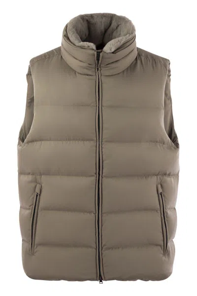 Herno Legend Matte Nylon Down Puffer Vest In Turtledove