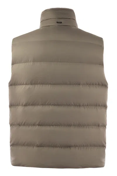 Herno Legend Matte Nylon Down Puffer Vest In Turtledove