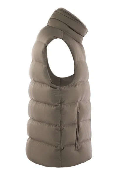 Herno Legend Matte Nylon Down Puffer Vest In Turtledove