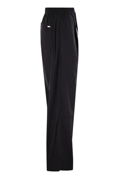Herno Blue Pants With Elastic Drawstring Waist In Tech Fabric Woman In Black