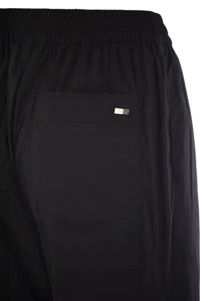 Herno Blue Pants With Elastic Drawstring Waist In Tech Fabric Woman In Black