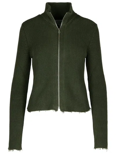 Mm6 Maison Margiela Green Ribbed Sweater In Green