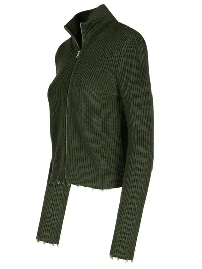 Mm6 Maison Margiela Green Ribbed Sweater In Green