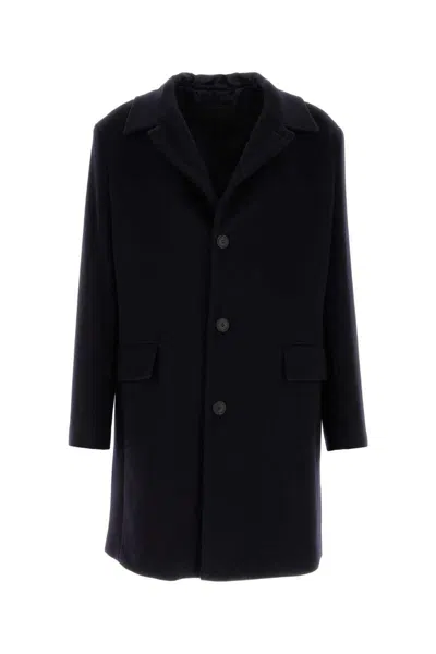 Prada Midnight Wool Blend Coat In Blue