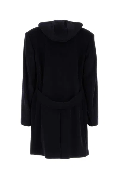 Prada Midnight Wool Blend Coat In Blue