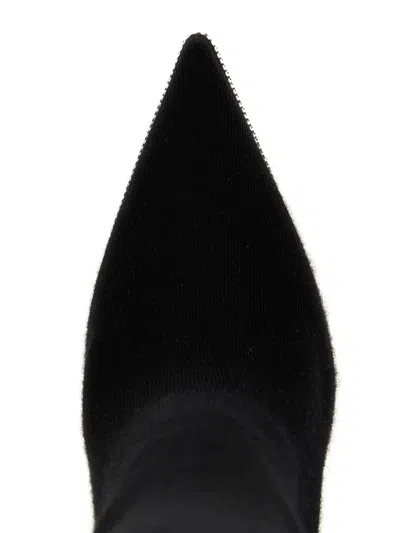 René Caovilla Knee Length Knit Boots With Stiletto Heel In Black