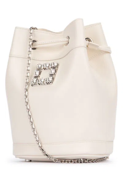Roger Vivier Vivier Bucket Chain Embellished Shoulder Bag In Cire