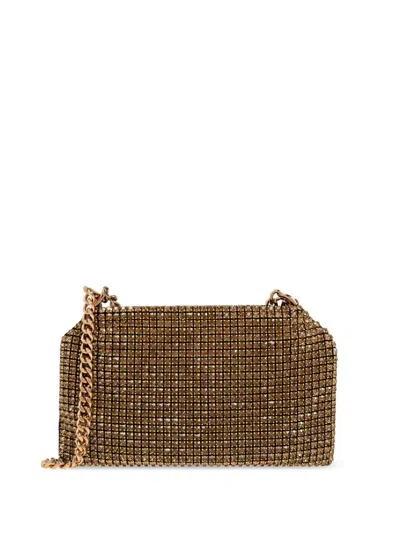 Shop Stella Mccartney Falabella Crystal Mesh Clutch In Brown