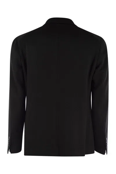 Tagliatore Single-breasted Appliqué-detail Blazer In Black