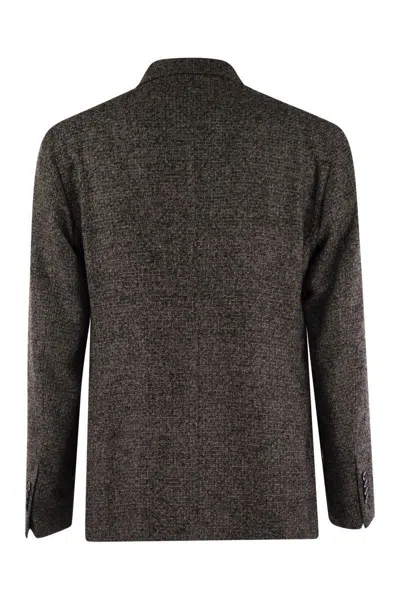 Tagliatore Fitted Double-breasted Button Blazer In Brown