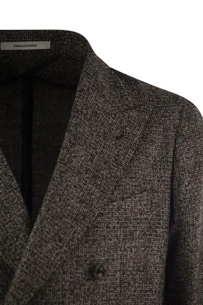 Tagliatore Fitted Double-breasted Button Blazer In Brown