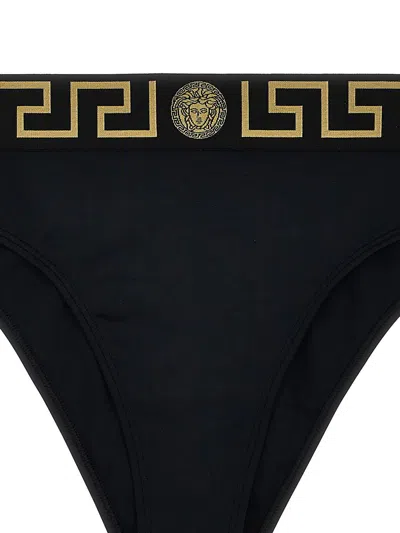 Shop Versace 'greca' Bikini Bottoms In Black