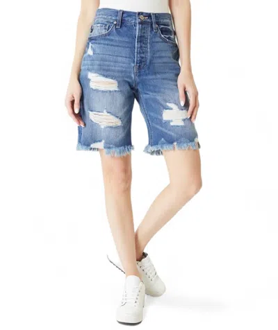 Kancan Kellie High Rise 90‚äôs Boyfriend Shorts In Blue In Blue