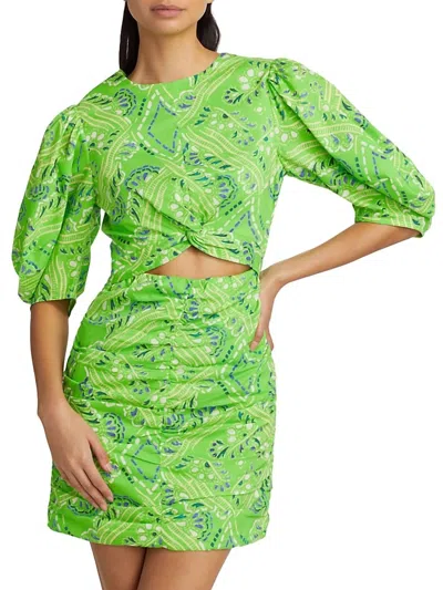 Rhode Isla Dress Lime Diamond Stitch 2 In Multi