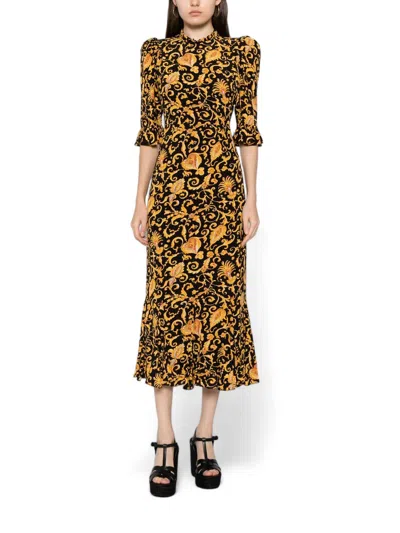 Rhode Felix Baroque-print Midi Dress In Multi