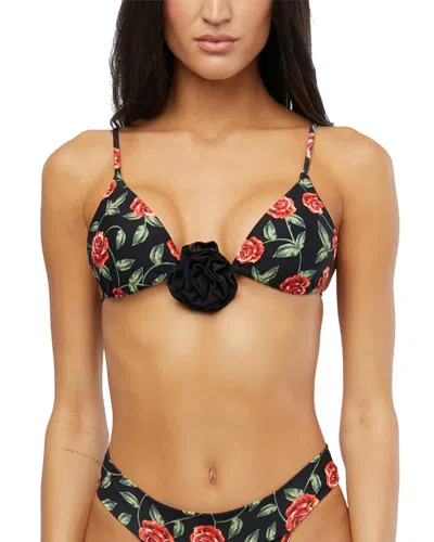 Weworewhat Cooper Printed Bikini Top W/ Rose In Multi