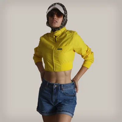 Members Only Mini Cropped Racer Jacket In Yellow