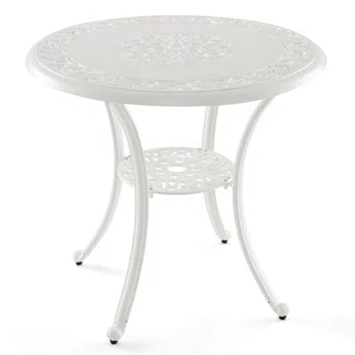 Hivvago 31.5 Inch Round Patio Dining Table For 4 Cast Aluminum With 2-inch Umbrella Hole